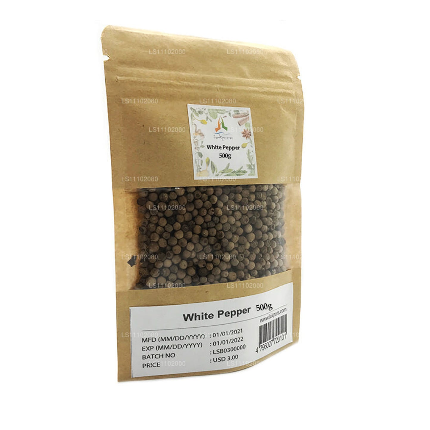 Lakpura vitpeppar hel (500g)