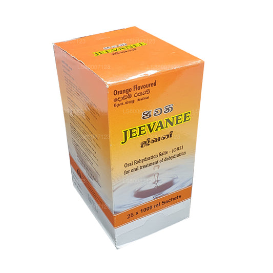 Jeevanee Orange smaksatta orala rehydreringssalter (25 dospåsar)