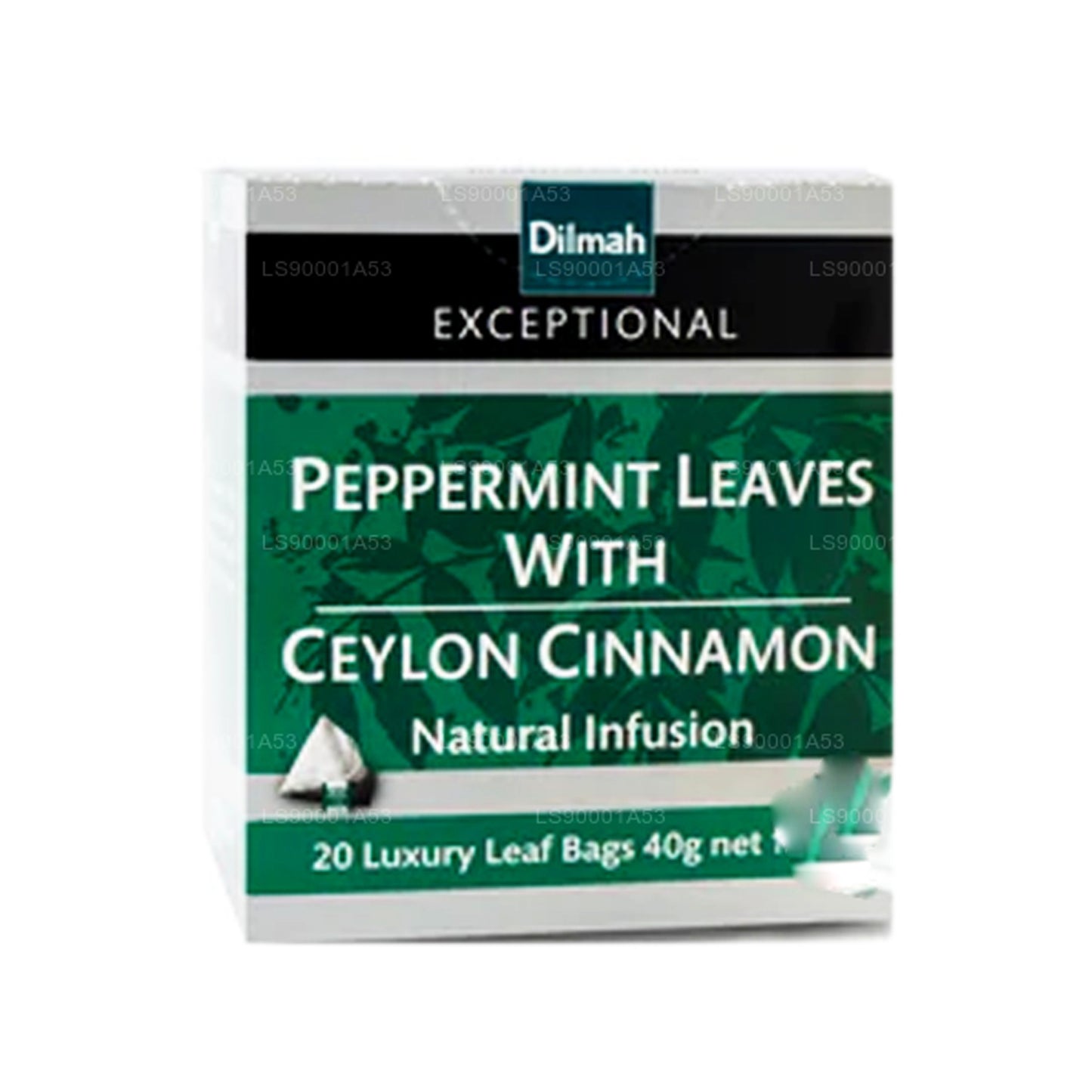 Dilmah exceptionella pepparmyntsblad med ceylon kanel (20 blad tepåsar)