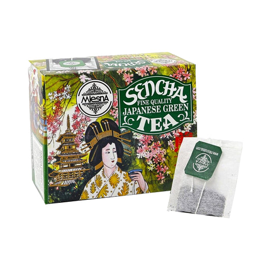 Mlesna te Sencha Japanskt grönt te 50 tepåsar (100g) String & Tag