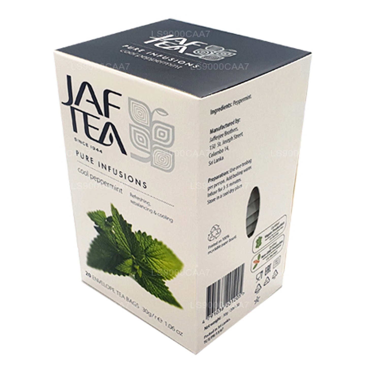 Jaf Tea Pure Infusions Kollektion Cool Pepparmynta Folie Kuvert Tepåsar (30g)