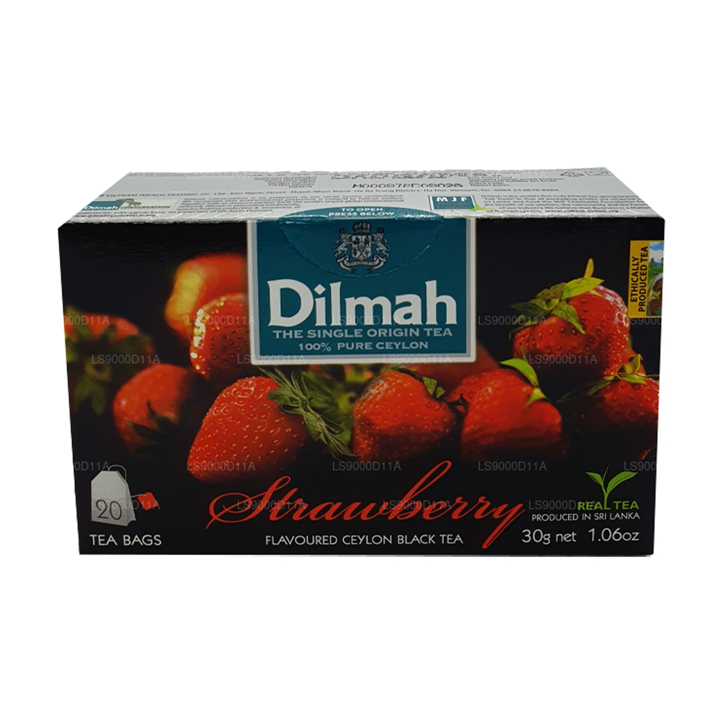 Dilmah Jordgubbssmak Ceylon svart te (30g) 20 tepåsar