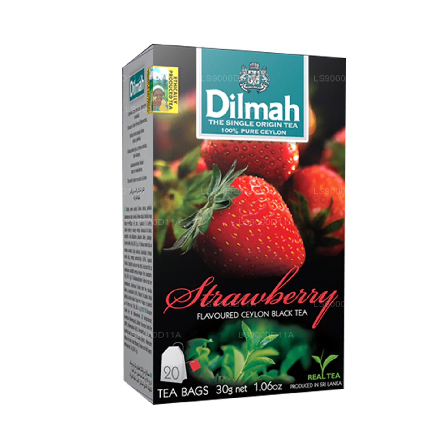 Dilmah Jordgubbssmak Ceylon svart te (30g) 20 tepåsar