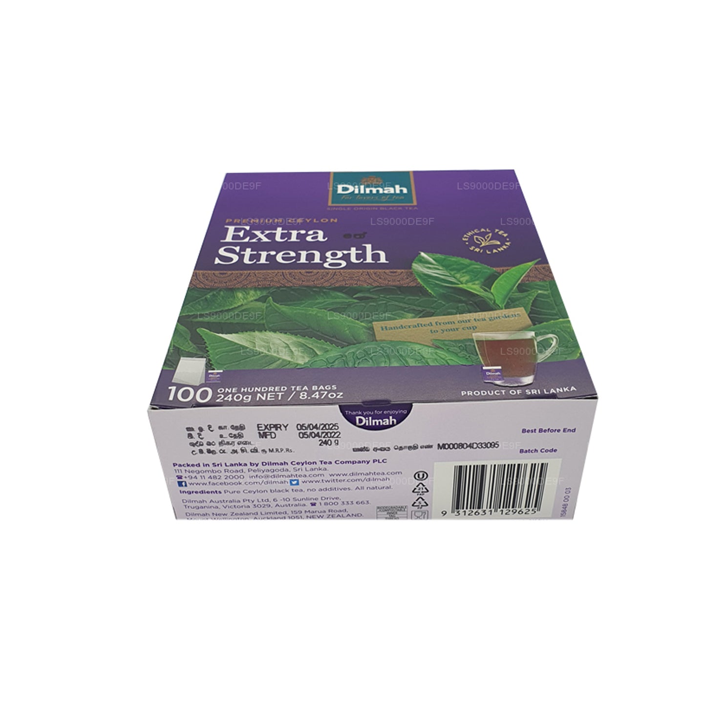 Dilmah Premium Extra Strength Ceylon te (240g) 100 tepåsar