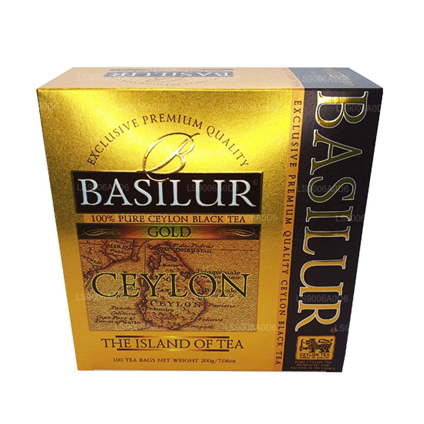 Basilur Island of Gold Exklusiv premiumkvalitet Ceylon svart te (200g) 100 tepåsar