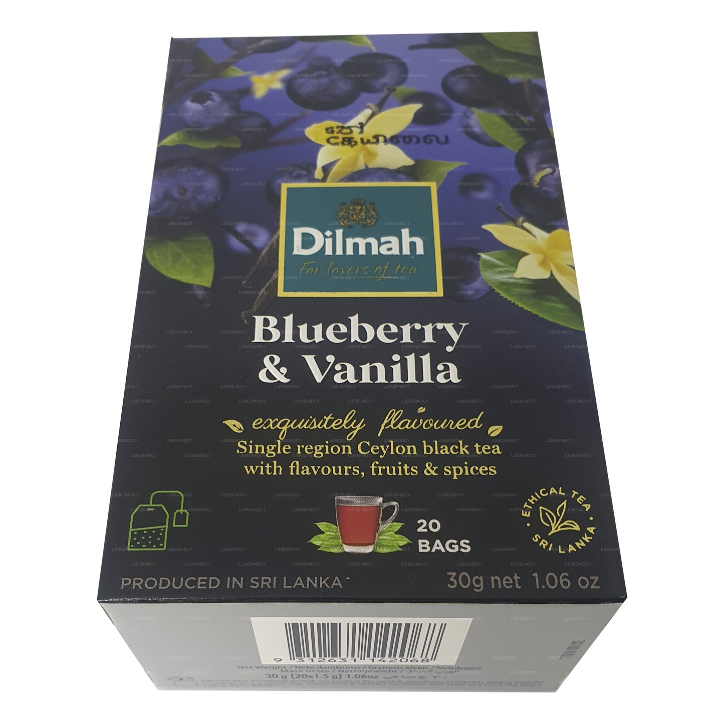 Dilmah blåbär och vanilj smaksatt te (40g) 20 tepåsar