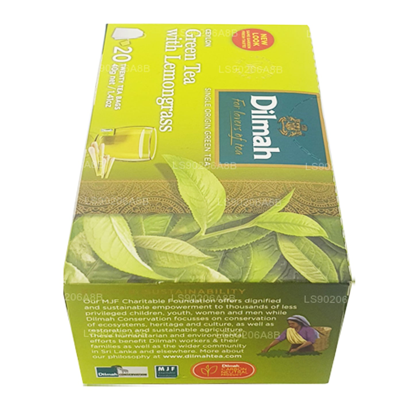 Dilmah Pure Ceylon grönt te med citrongräs te (40g) 20 tepåsar