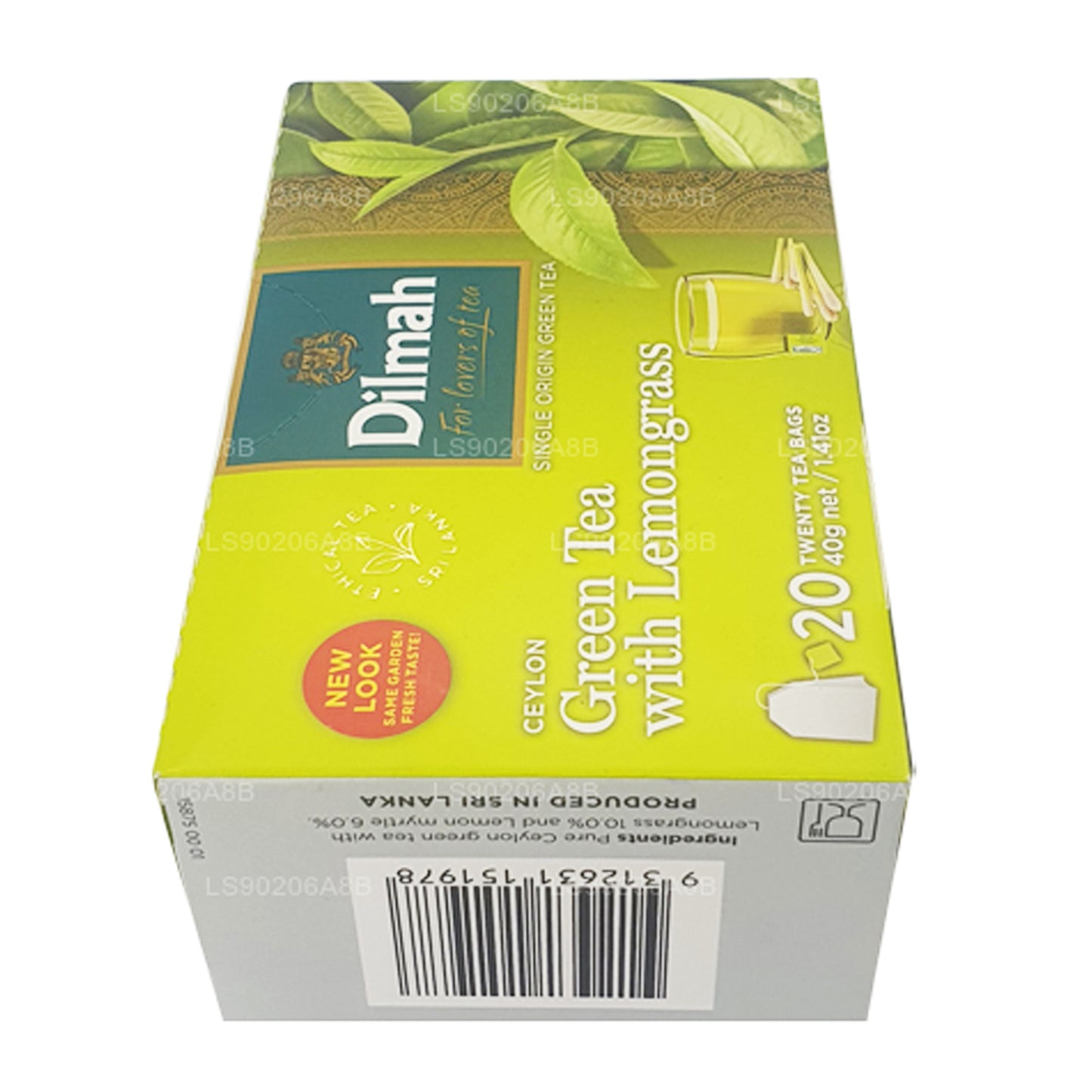 Dilmah Pure Ceylon grönt te med citrongräs te (40g) 20 tepåsar