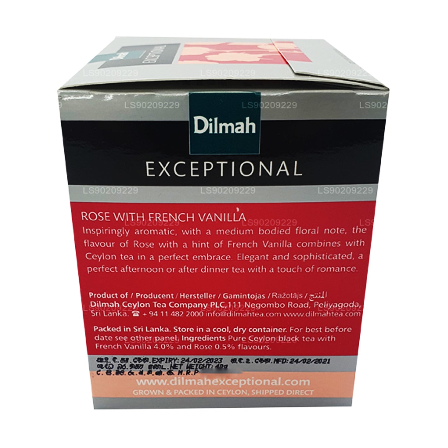 Dilmah Exceptional Rose med fransk vanilj (40g) 20 tepåsar