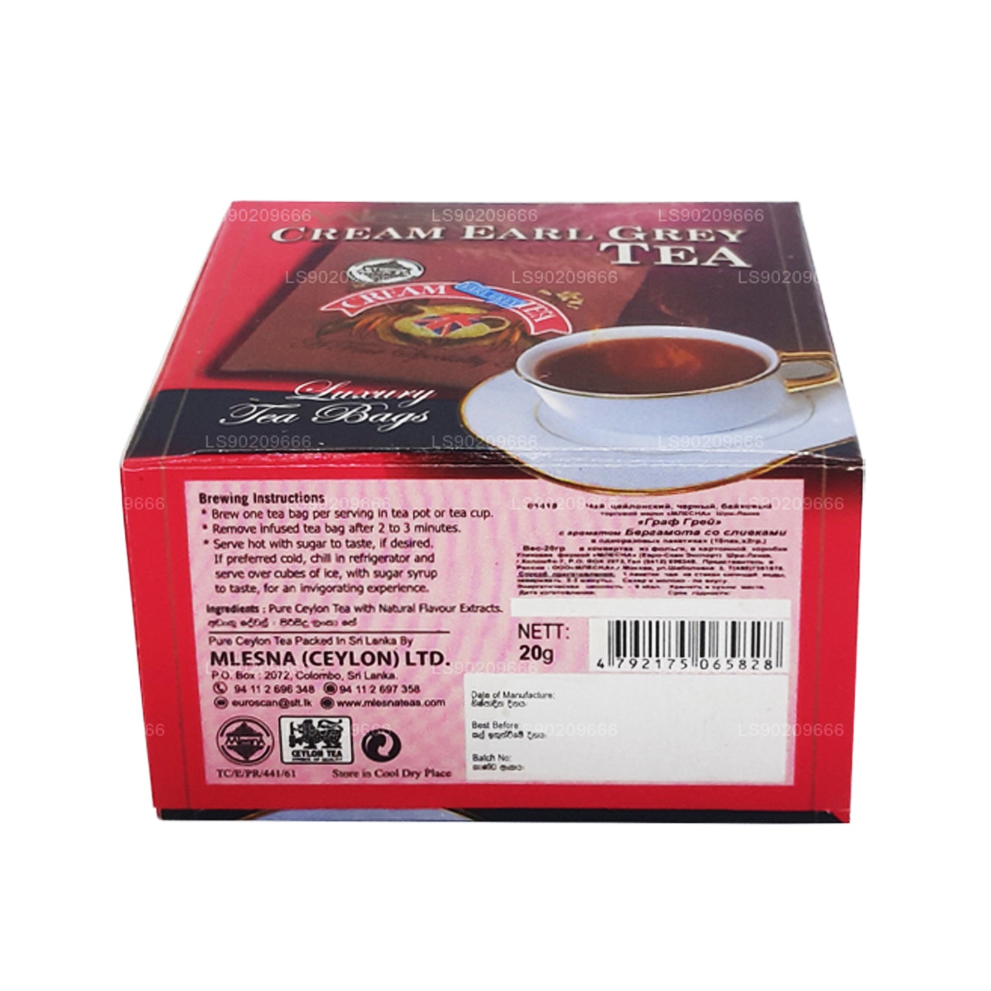 Mlesna Cream Earl Grey Tea (20g) 10 lyxiga tepåsar