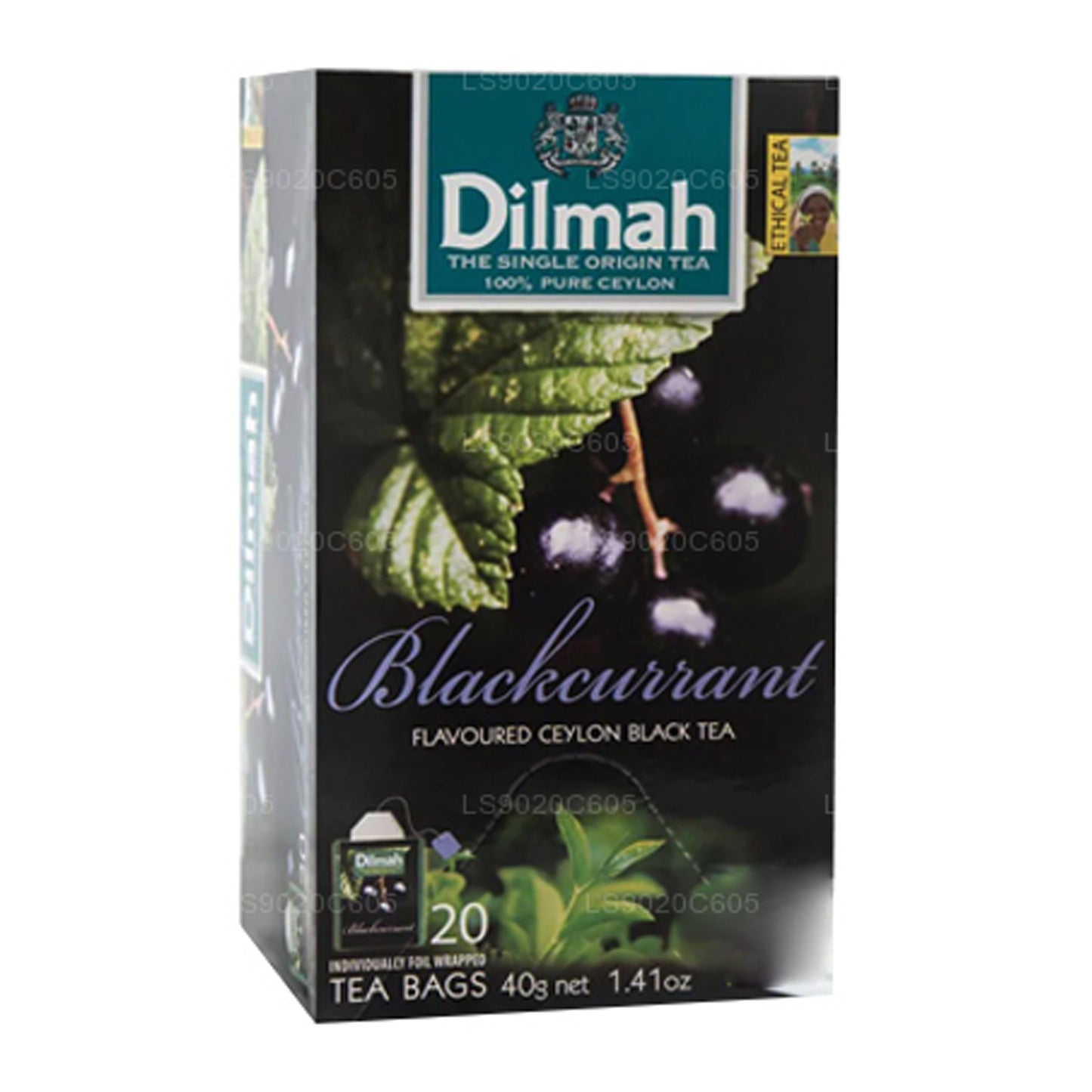 Dilmah svarta vinbär smaksatt te (40g) 20 tepåsar