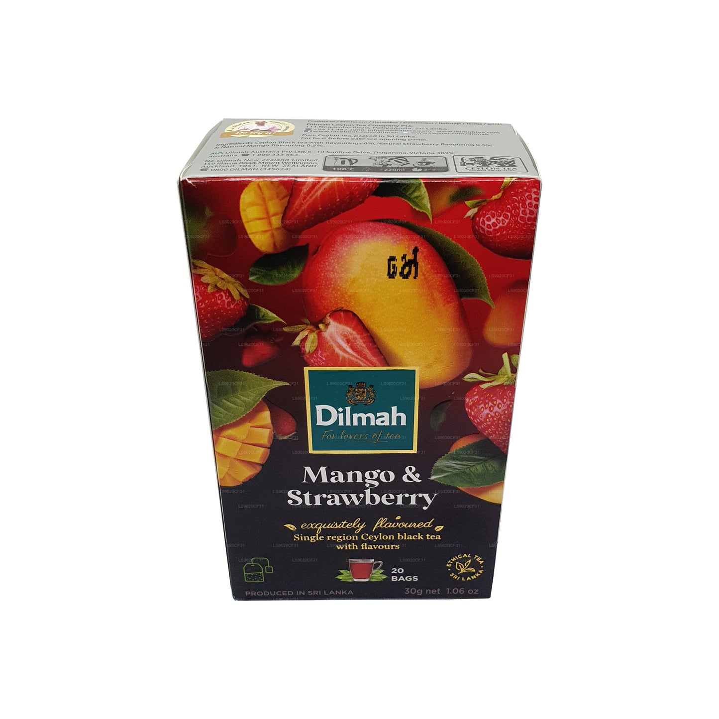 Dilmah Mango och Strawberry smaksatt te (30g) 20 tepåsar