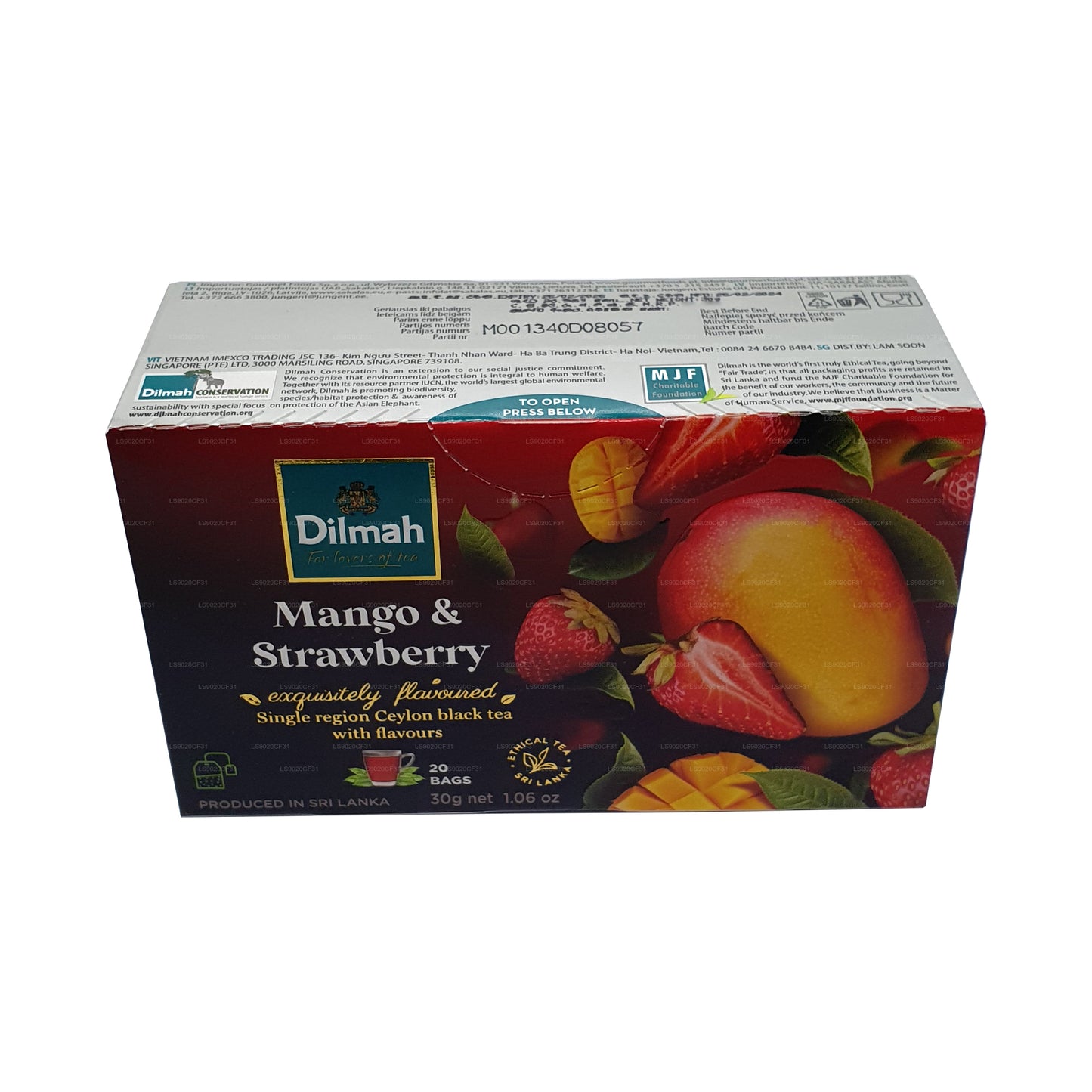 Dilmah Mango och Strawberry smaksatt te (30g) 20 tepåsar