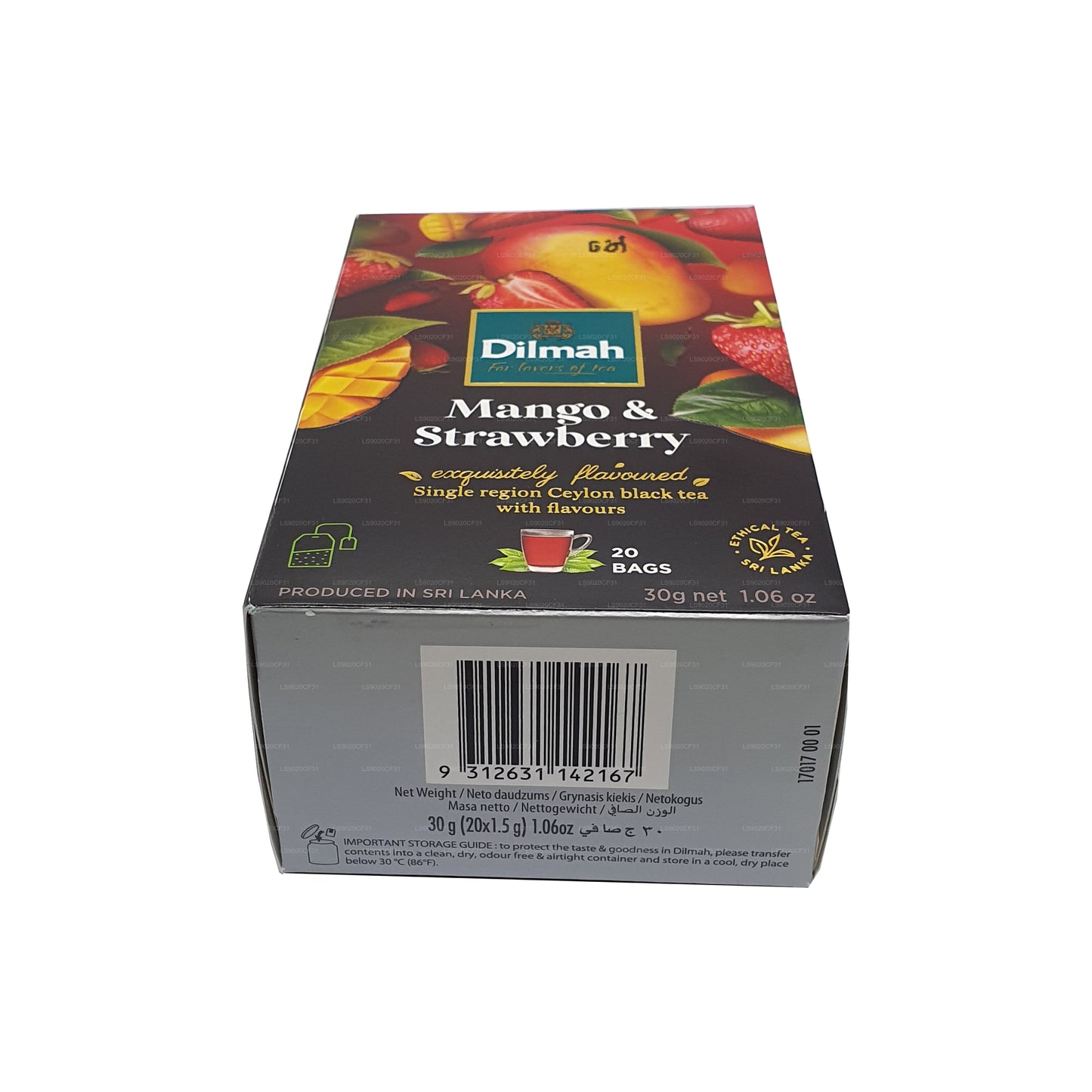 Dilmah Mango och Strawberry smaksatt te (30g) 20 tepåsar