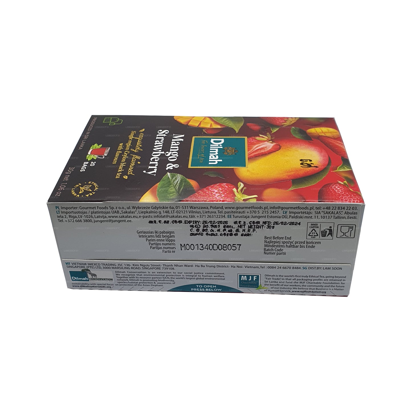 Dilmah Mango och Strawberry smaksatt te (30g) 20 tepåsar