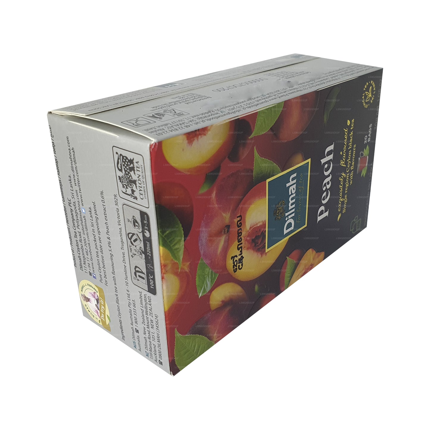 Dilmah persika smaksatt Ceylon svart te (30g) 20 tepåsar