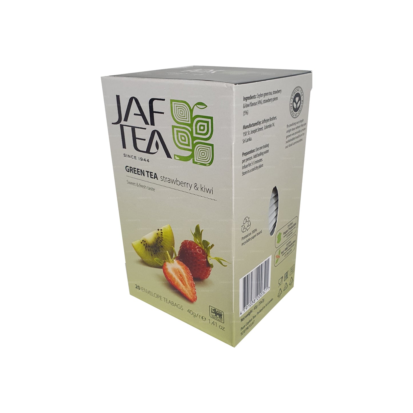 Jaf Tea Pure Green Collection Grönt te Jordgubbe och Kiwi (40g) 20 tepåsar