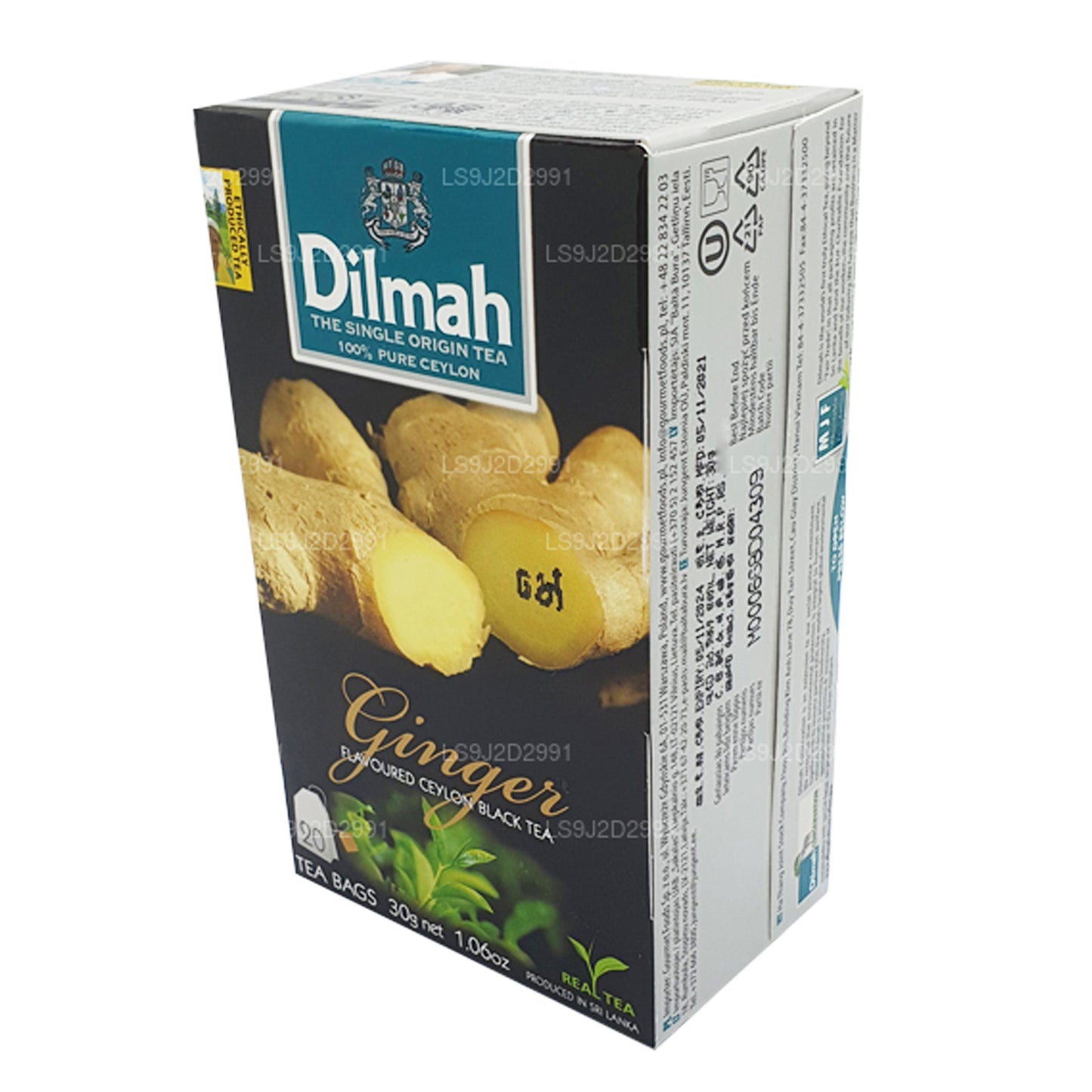 Dilmah ingefära smaksatt svart te (30g) 20 tepåsar