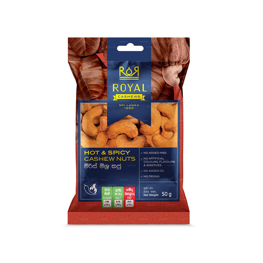 Royal Cashew varma och kryddiga cashewnötter (50g)