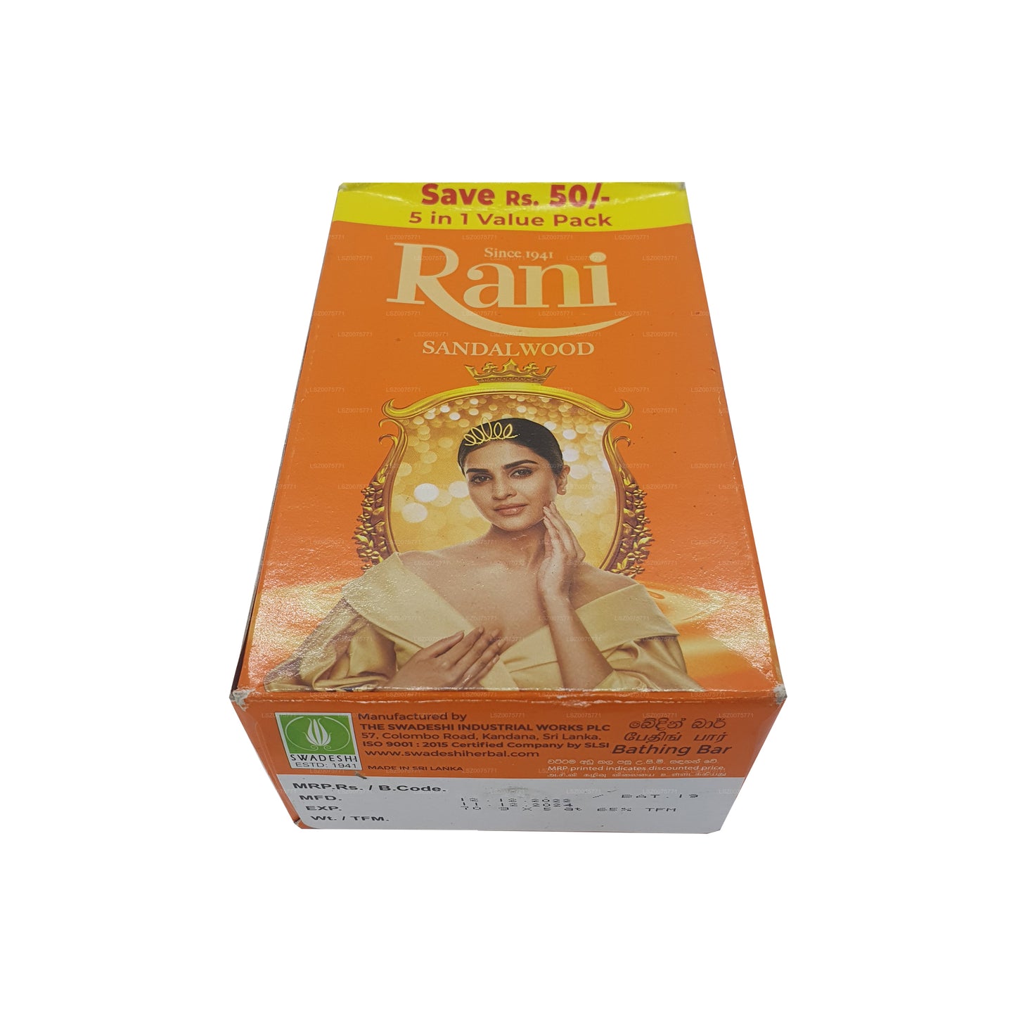 Swadeshi Rani Sandelträ Tvål 5 i 1 (5x70g)