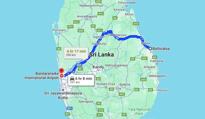 Batticaloa City till Colombos flygplats (CMB) Privat transfer