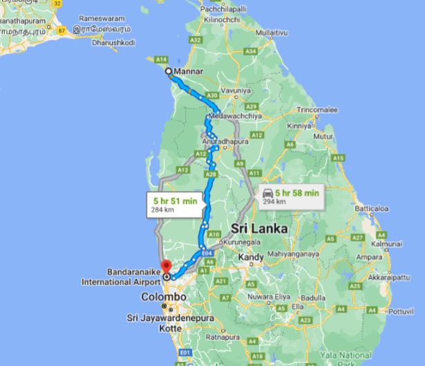 Mannar City till Colombo flygplats (CMB) Privat överföring