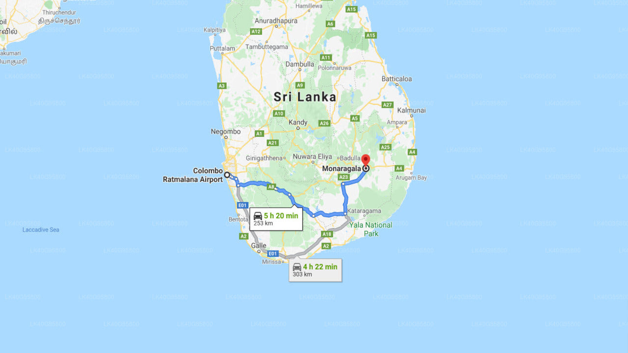 Ratmalana Airport (RML) to Moneragala City Private Transfer