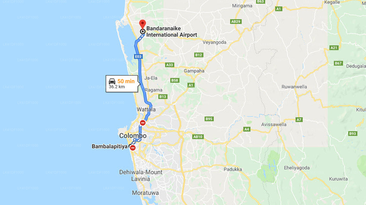 Bambalapitiya City to Colombo Airport (CMB) Private Transfer