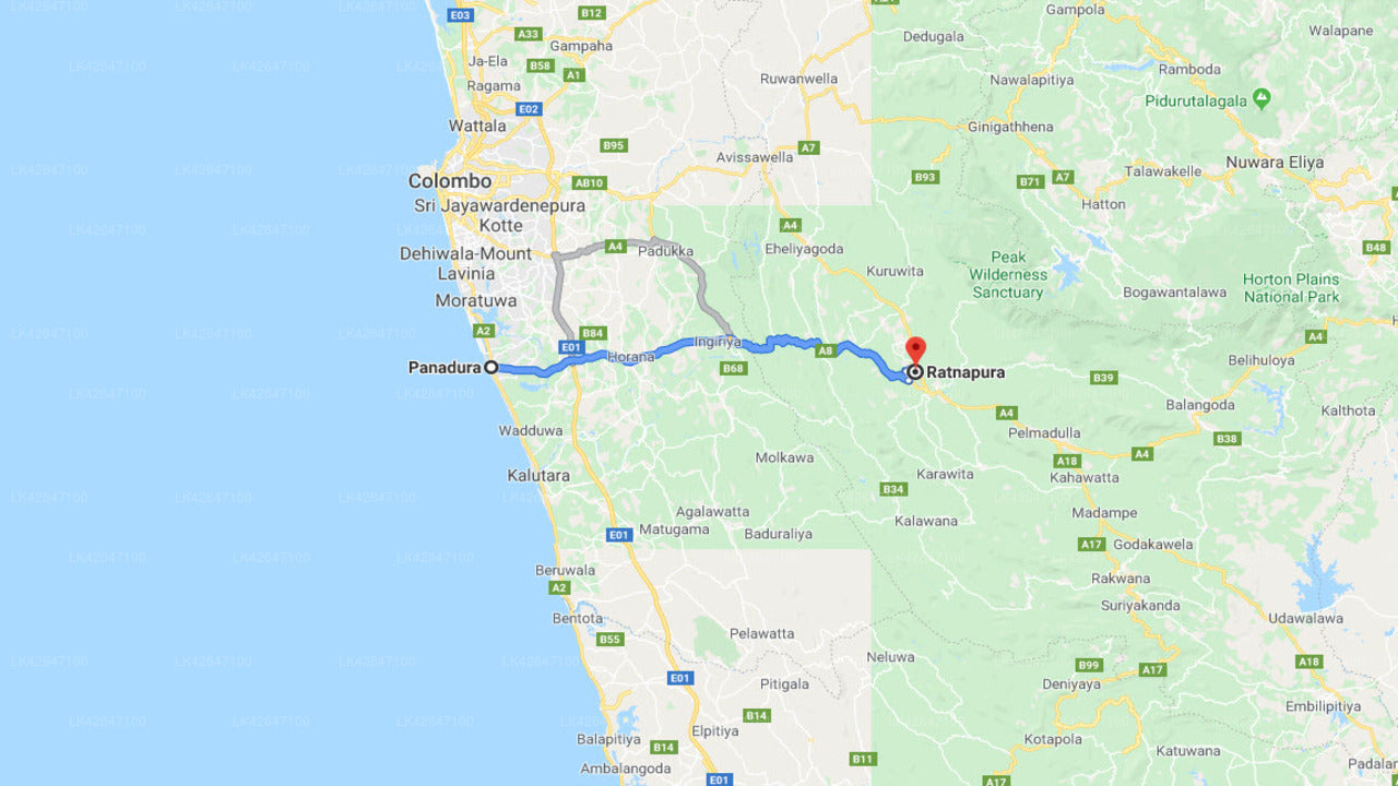 Panadura City to Ratnapura City Private Transfer