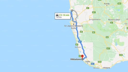 Transfer between Colombo Airport (CMB) and Coral Sands Hotel, Hikkaduwa