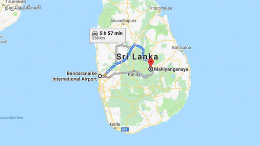 Transfer between Colombo Airport (CMB) and The Binthenna, Mahiyanganaya