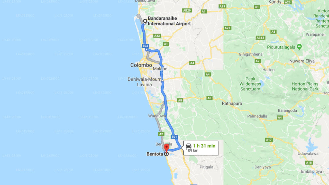 Transfer between Colombo Airport (CMB) and National Holiday Resort - Bentota, Bentota