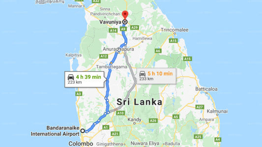 Transfer between Colombo Airport (CMB) and Nelly Star Hotel, Vavuniya