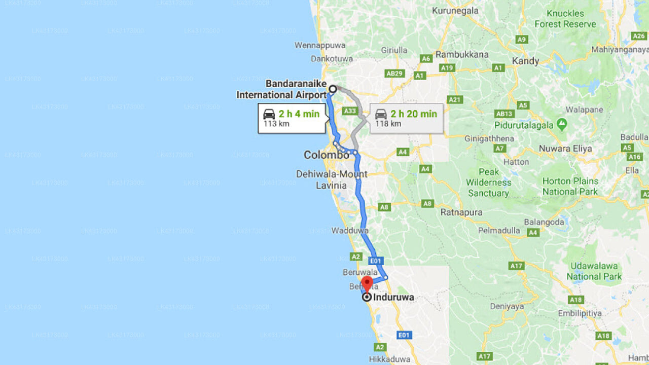 Transfer between Colombo Airport (CMB) and Zoda, Induruwa