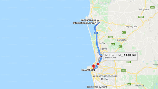 Transfer between Colombo Airport (CMB) and Supun Arcade Residency, Colombo