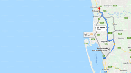 Transfer between Colombo Airport (CMB) and Suriya Resort, Waikkal