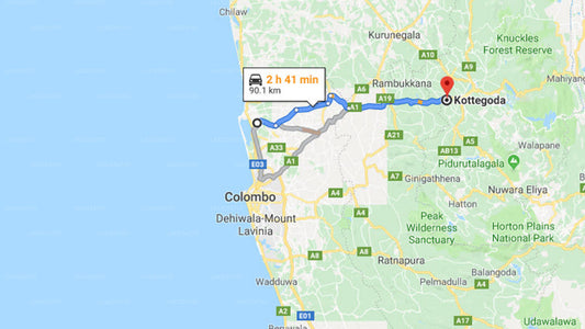 Transfer between Colombo Airport (CMB) and Handun Villas, Kottegoda