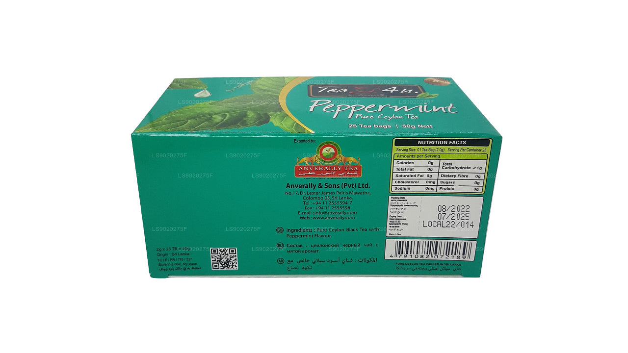 Tea4U Peppermint Pure Ceylon Tea (50g) 25 Tea Bags