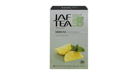 Jaf Tea Pure Green Kollektion Grön Citron & Mintfolie Kuvert Tepåsar (40g)