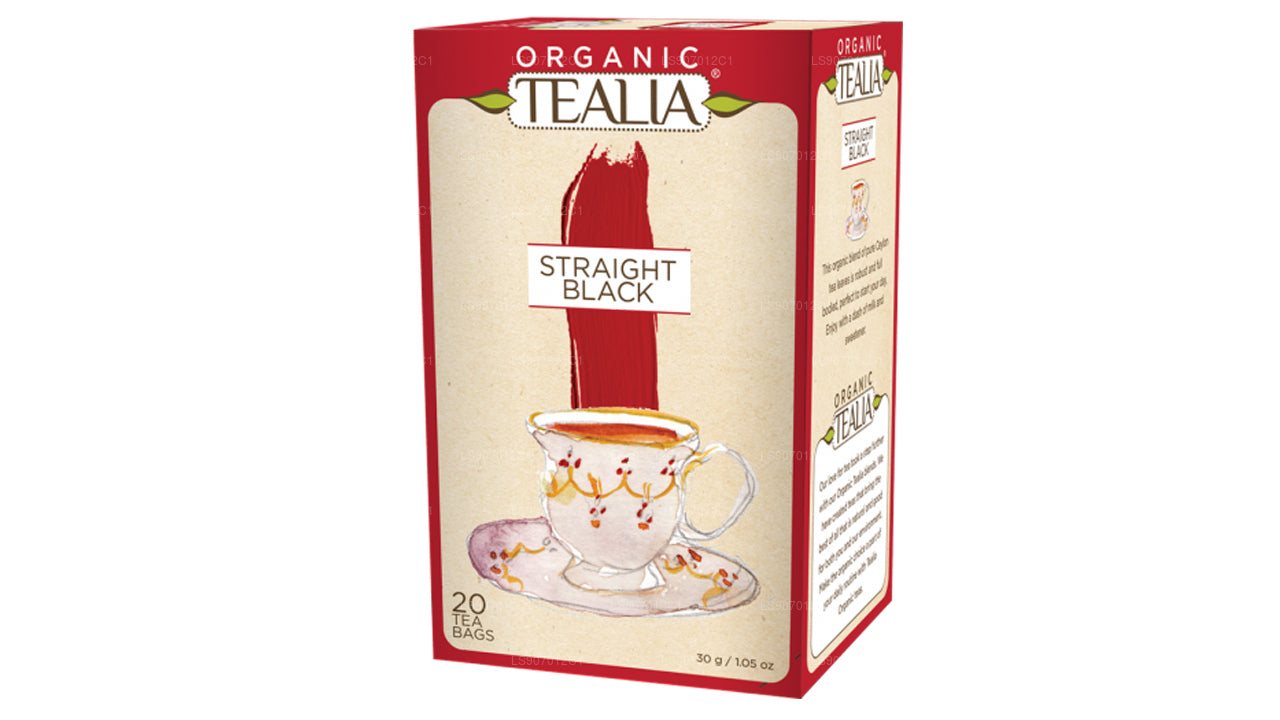 Tealia Organic Straight Black - 20 Envelope Tea Bags (30g)